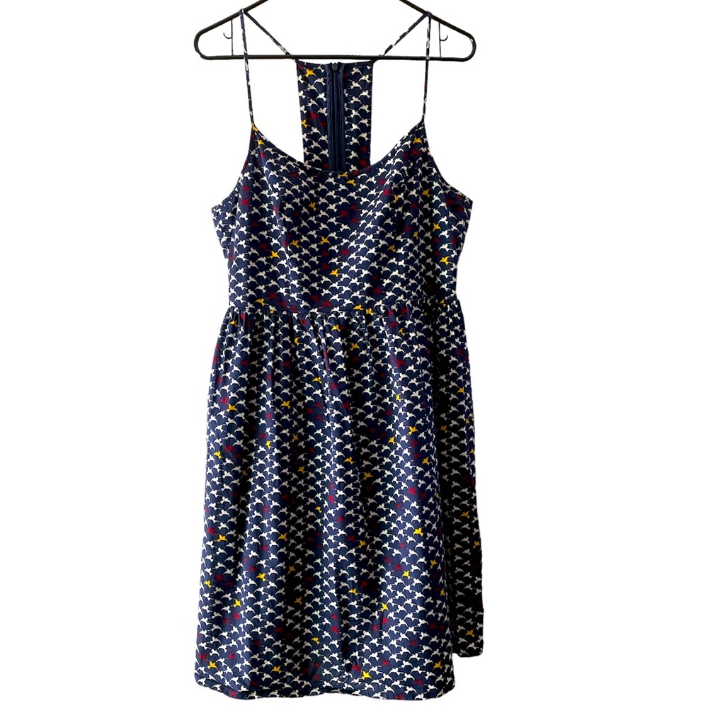 Liza Luxe navy blue bird dress